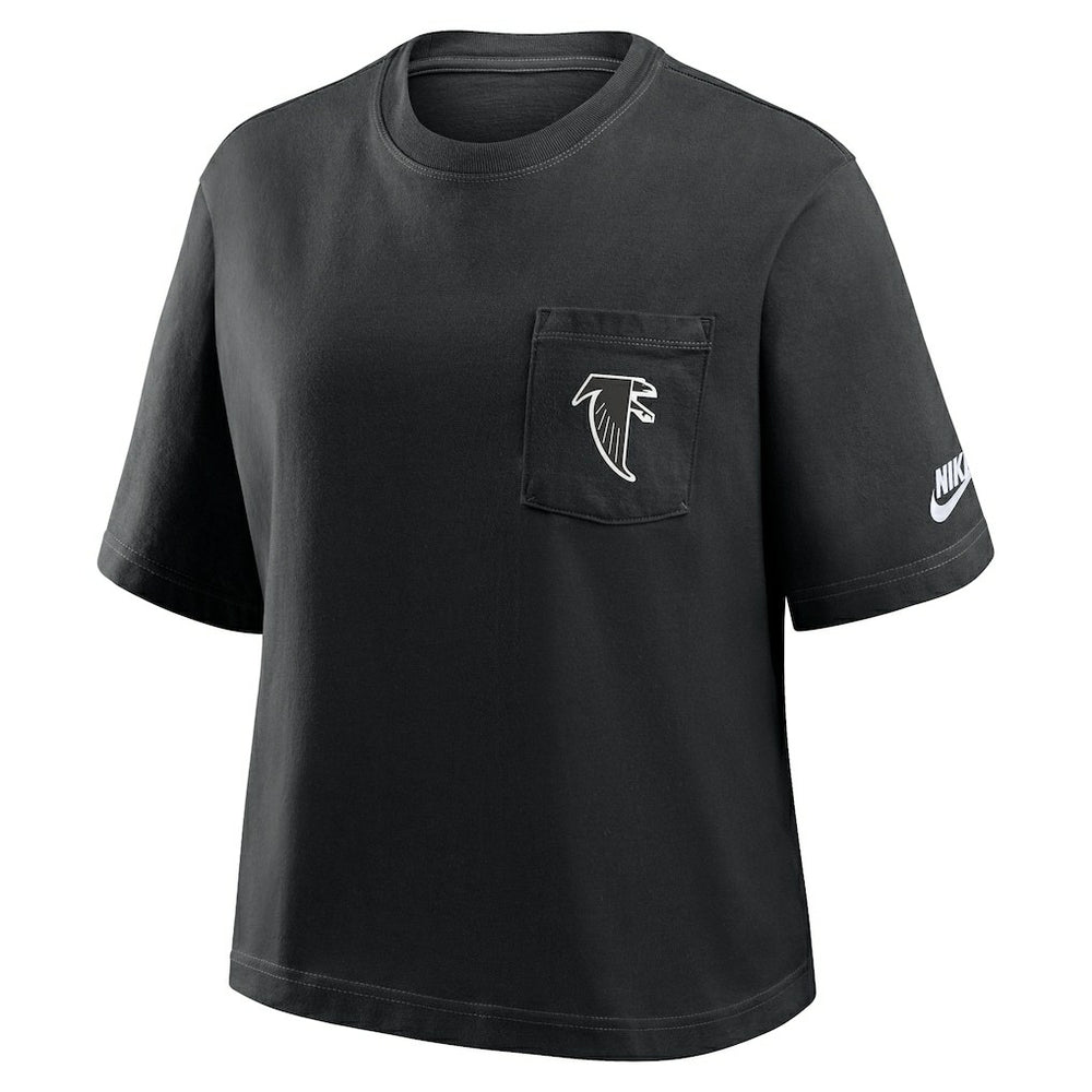 Atlanta Falcons Women's Rewind Pocket Boxy T-Shirt - Black | Nike for sale