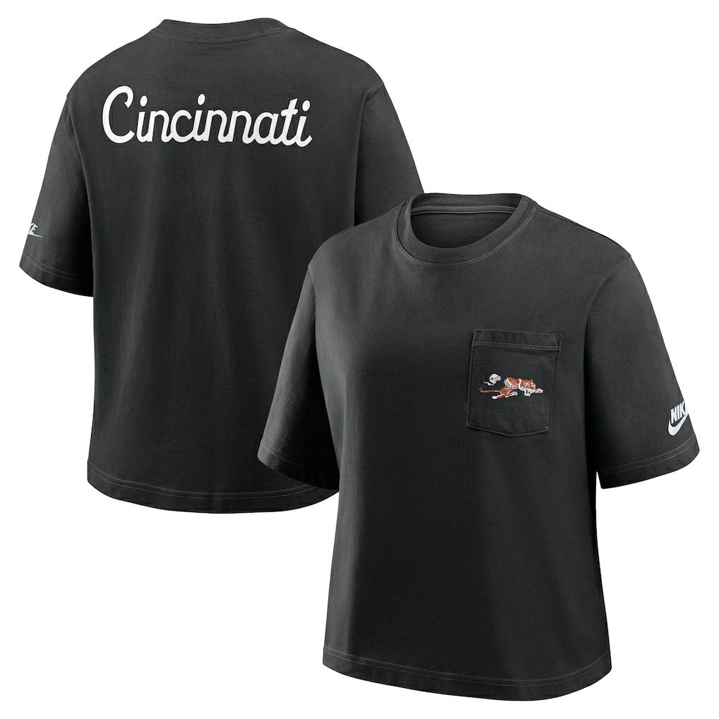 Cincinnati Bengals Women's Rewind Pocket Boxy T-Shirt - Black | Nike sale