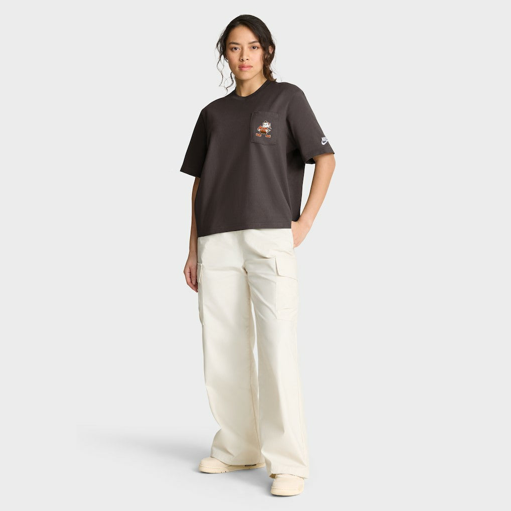 Cleveland Browns Women's Rewind Pocket Boxy T-Shirt - Brown | Nike for sale
