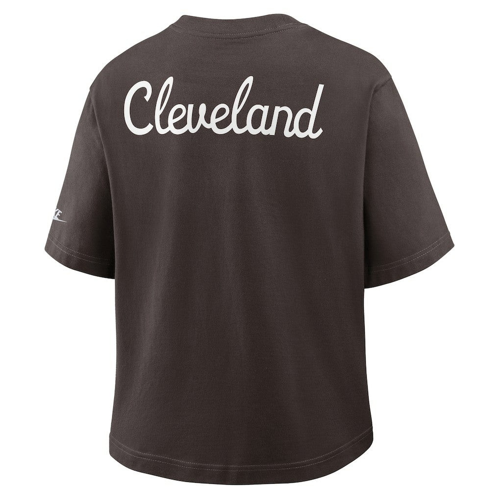 Cleveland Browns Women's Rewind Pocket Boxy T-Shirt - Brown | Nike for sale