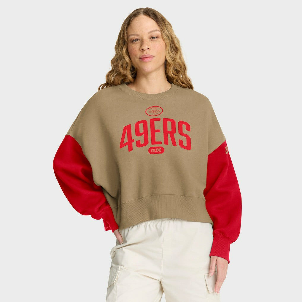 San Francisco 49ers Women's Oversized Rewind Pullover Sweatshirt - Tan | Nike outlet
