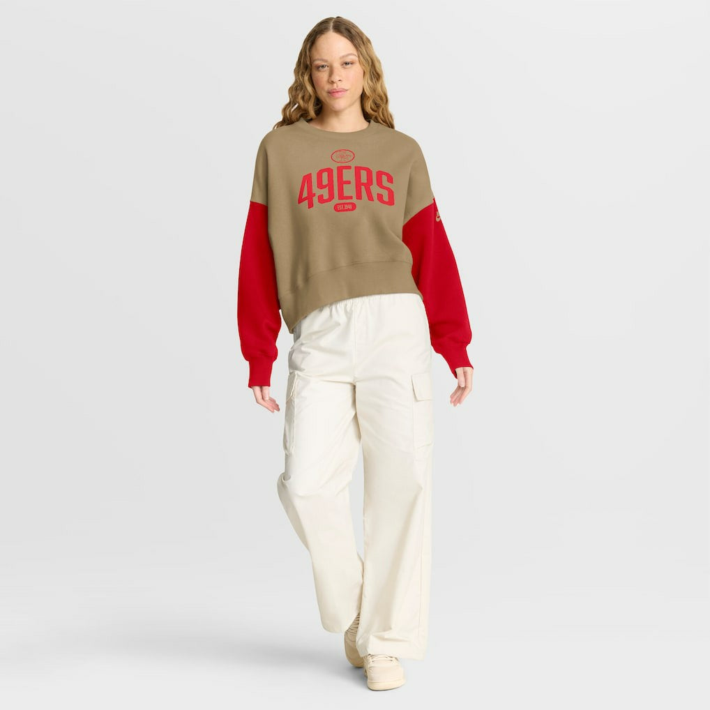 San Francisco 49ers Women's Oversized Rewind Pullover Sweatshirt - Tan | Nike outlet