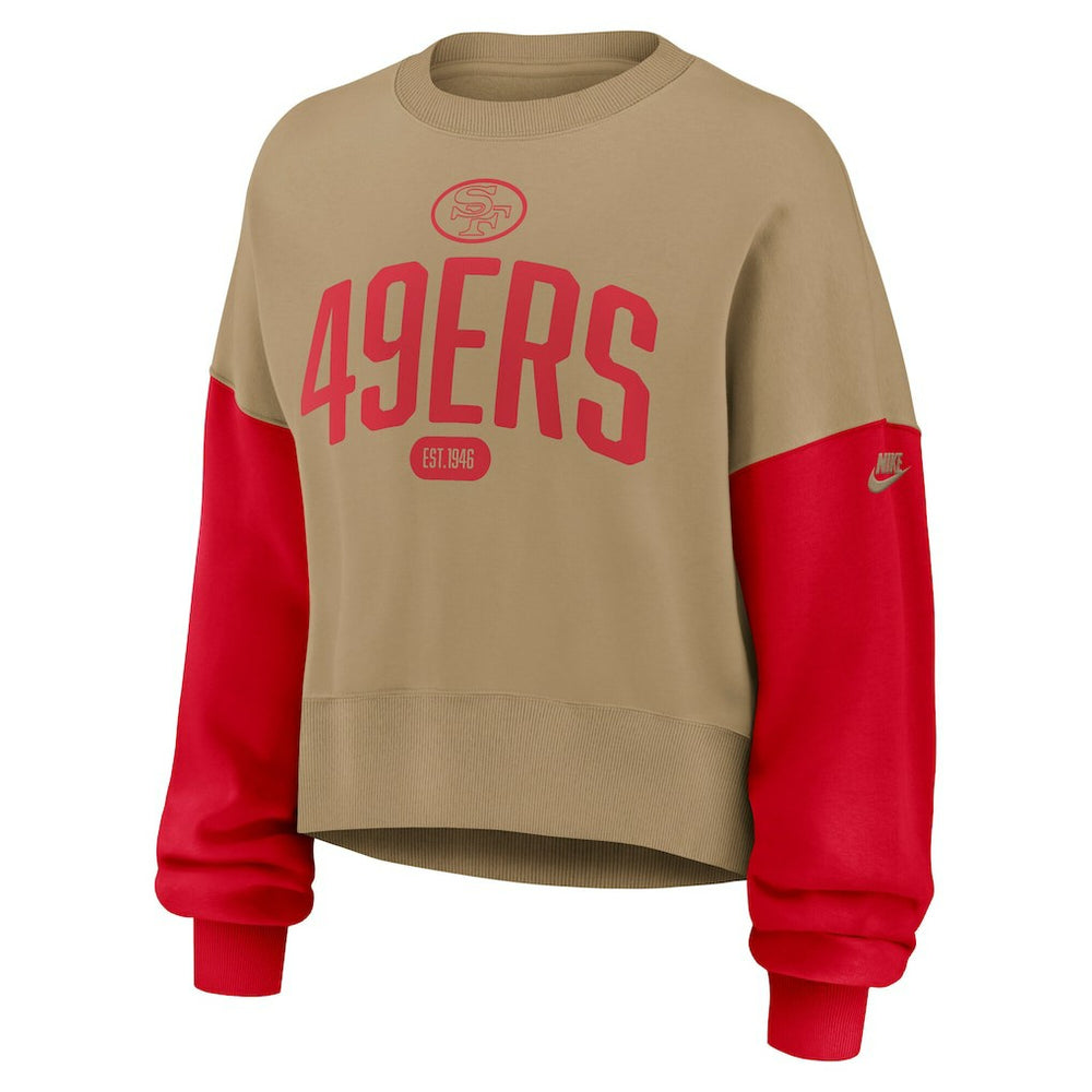 San Francisco 49ers Women's Oversized Rewind Pullover Sweatshirt - Tan | Nike outlet