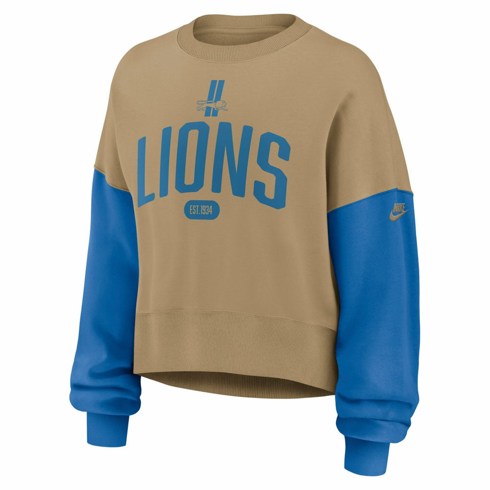 Detroit Lions Women's Oversized Rewind Pullover Sweatshirt - Tan | Nike sale