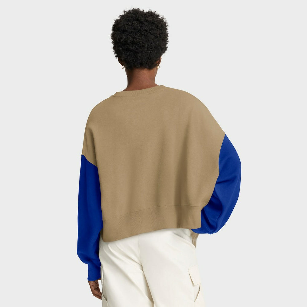 Buffalo Bills Women's Oversized Rewind Pullover Sweatshirt - Tan | Nike for sale