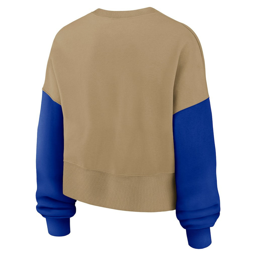Buffalo Bills Women's Oversized Rewind Pullover Sweatshirt - Tan | Nike for sale