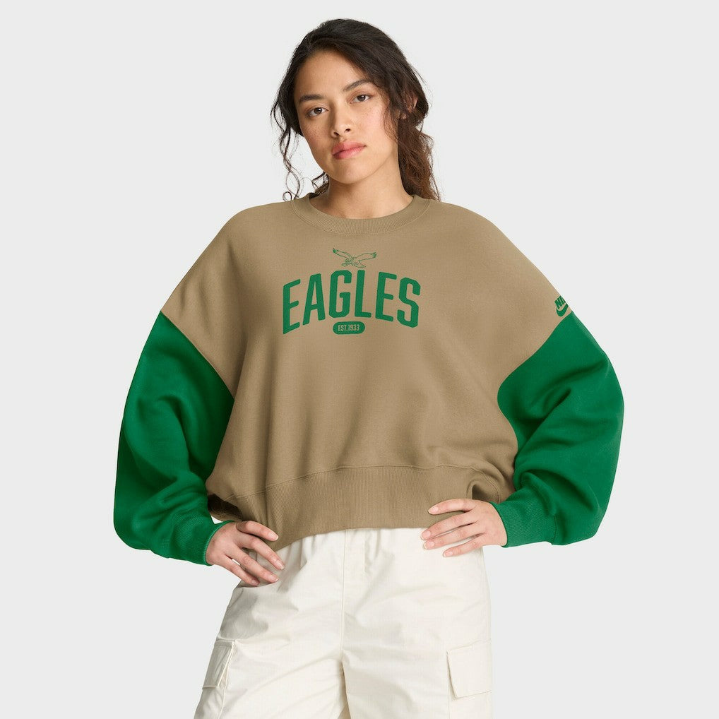 Philadelphia Eagles Women's Oversized Rewind Pullover Sweatshirt - Tan | Nike discount