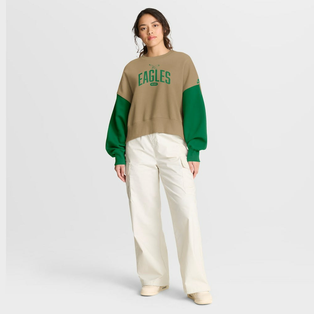 Philadelphia Eagles Women's Oversized Rewind Pullover Sweatshirt - Tan | Nike discount