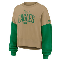 Philadelphia Eagles Women's Oversized Rewind Pullover Sweatshirt - Tan | Nike discount