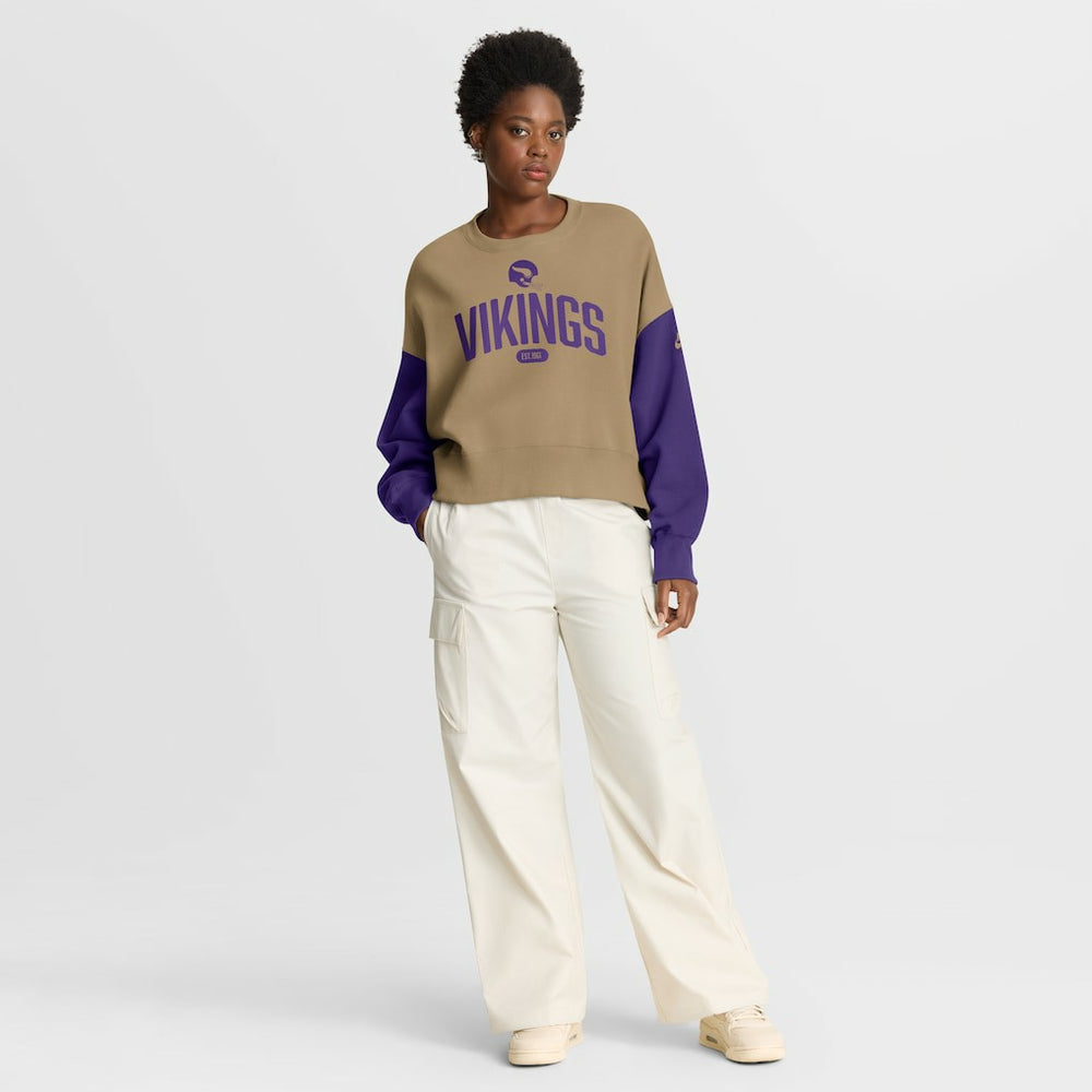 Minnesota Vikings Women's Oversized Rewind Pullover Sweatshirt - Tan | Nike online