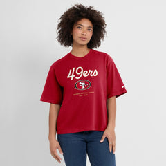 San Francisco 49ers Women's Essential Script Relaxed Boxy T-Shirt - Scarlet | Nike discount