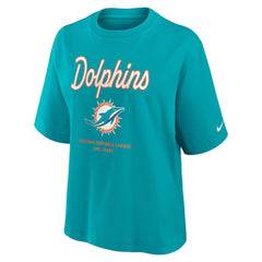 Miami Dolphins Women's Essential Script Relaxed Boxy T-Shirt - Aqua | Nike outlet
