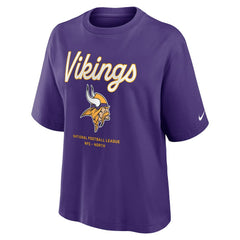 Minnesota Vikings Women's Essential Script Relaxed Boxy T-Shirt - Purple | Nike cheap