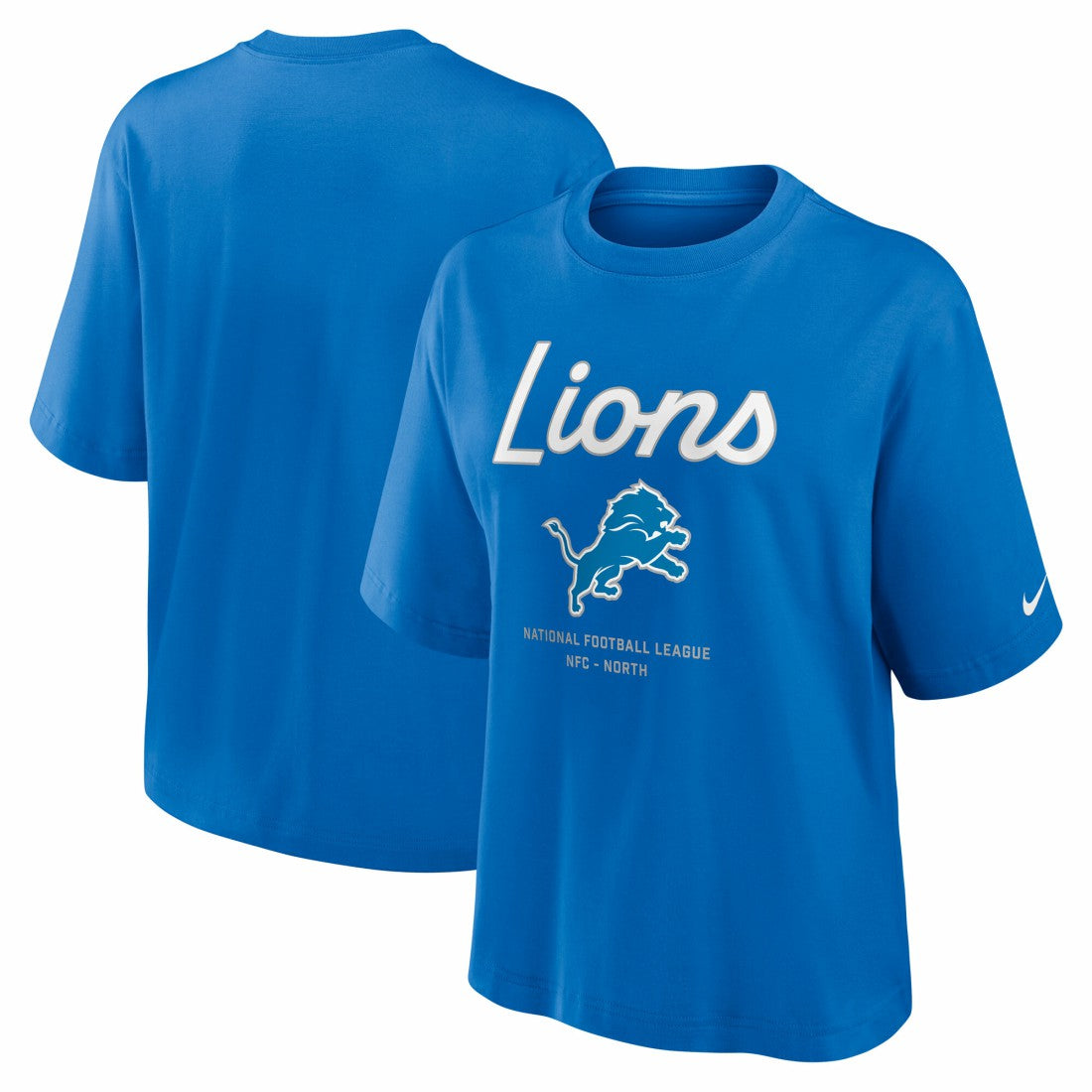 Detroit Lions Women's Essential Script Relaxed Boxy T-Shirt - Blue | Nike on sale