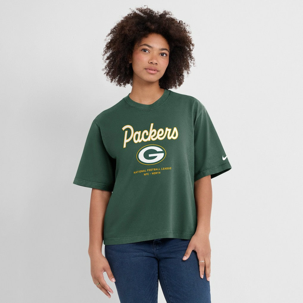Green Bay Packers Women's Essential Script Relaxed Boxy T-Shirt - Green | Nike outlet