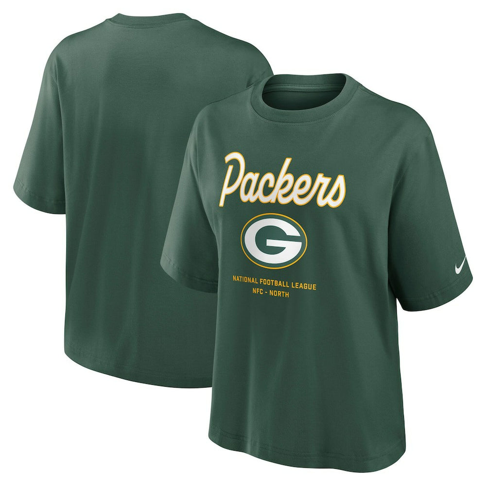 Green Bay Packers Women's Essential Script Relaxed Boxy T-Shirt - Green | Nike outlet