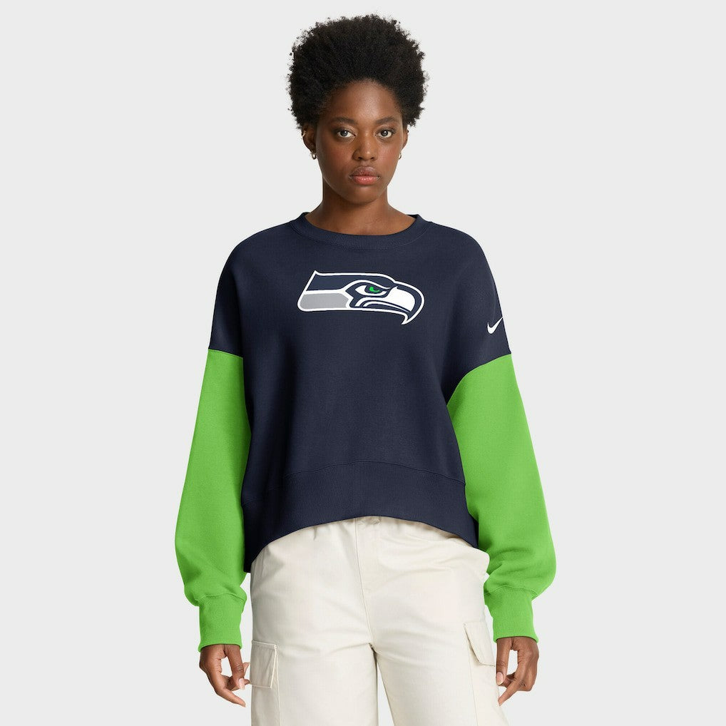 Seattle Seahawks Women's Oversized Color-Block Pullover Sweatshirt - College Navy | Nike cheap