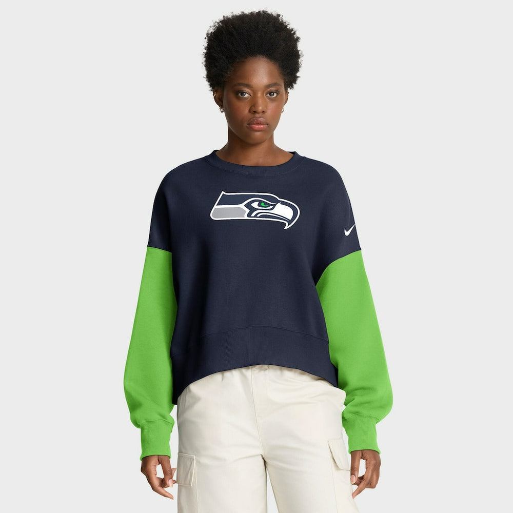 Seattle Seahawks Women's Oversized Color-Block Pullover Sweatshirt - College Navy | Nike cheap