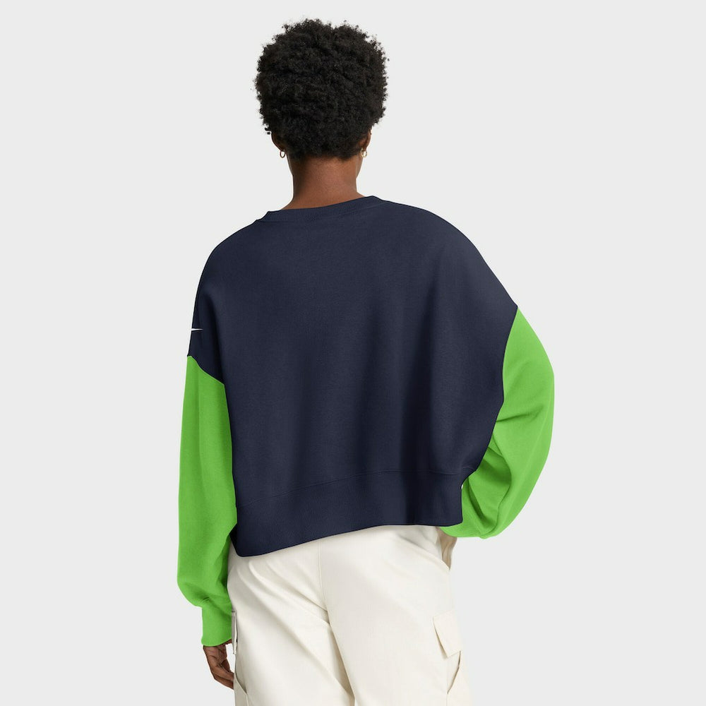Seattle Seahawks Women's Oversized Color-Block Pullover Sweatshirt - College Navy | Nike cheap