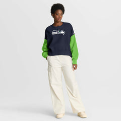 Seattle Seahawks Women's Oversized Color-Block Pullover Sweatshirt - College Navy | Nike cheap