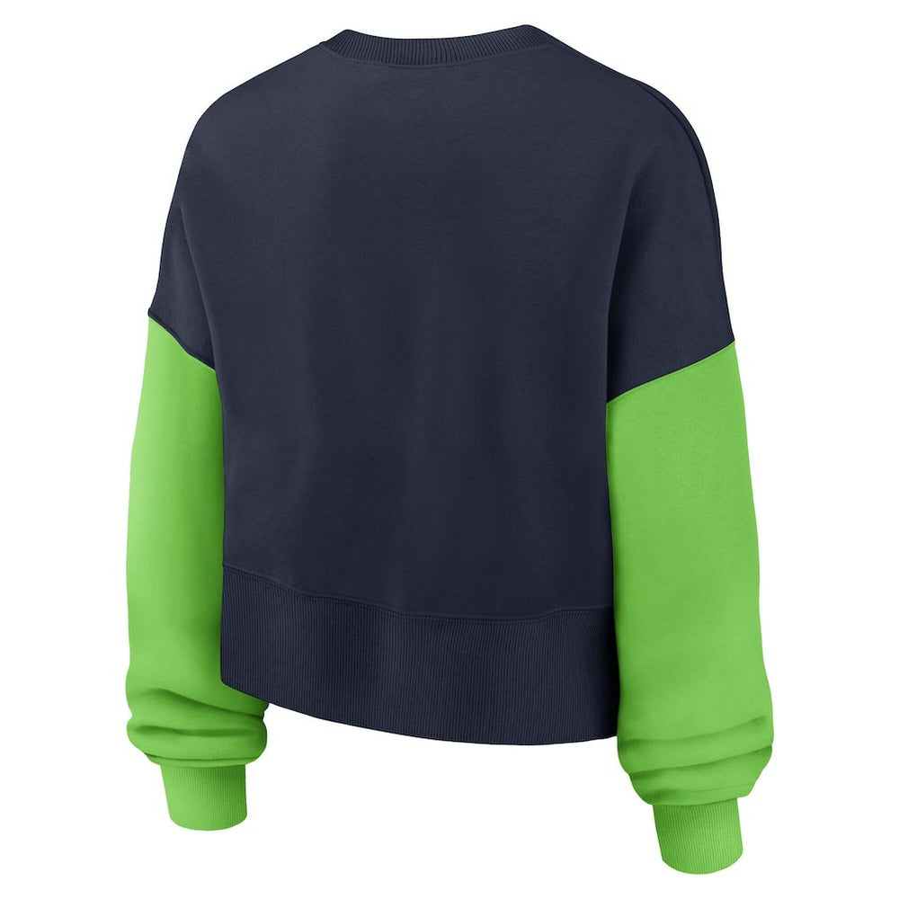 Seattle Seahawks Women's Oversized Color-Block Pullover Sweatshirt - College Navy | Nike cheap
