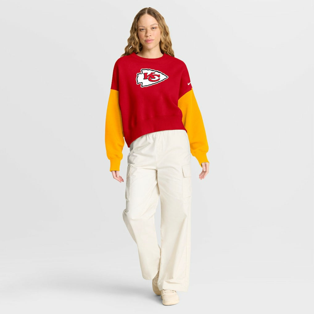 Kansas City Chiefs Women's Oversized Color-Block Pullover Sweatshirt - Red | Nike cheap
