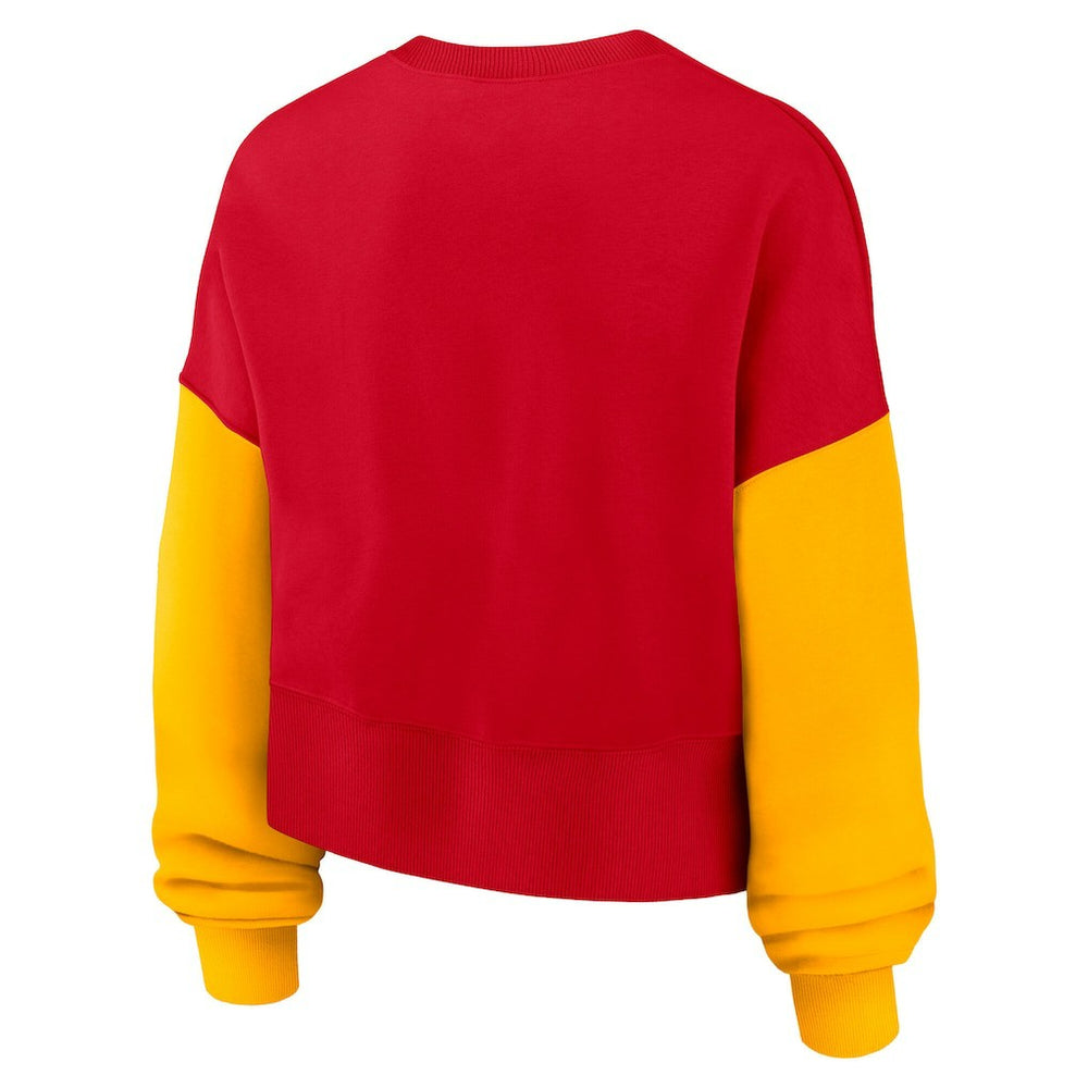 Kansas City Chiefs Women's Oversized Color-Block Pullover Sweatshirt - Red | Nike cheap