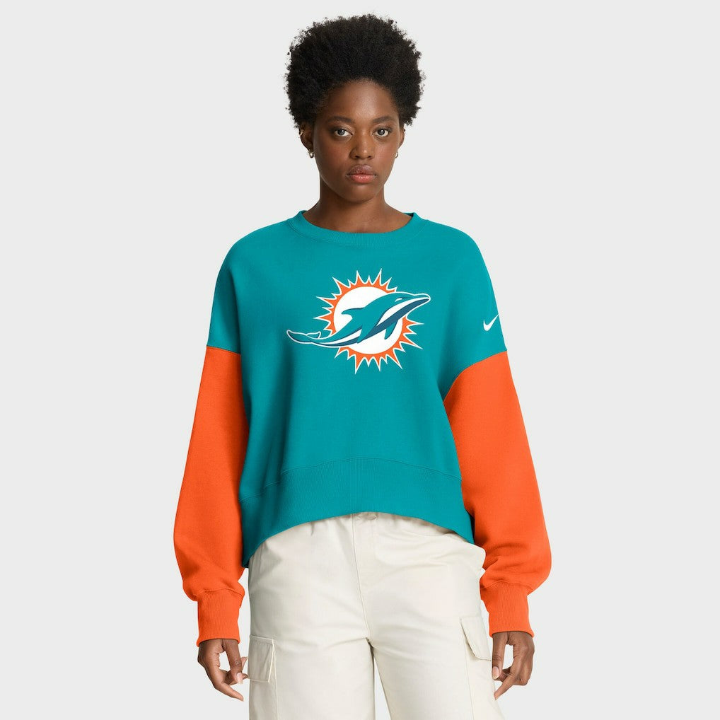 Miami Dolphins Women's Oversized Color-Block Pullover Sweatshirt - Aqua | Nike outlet