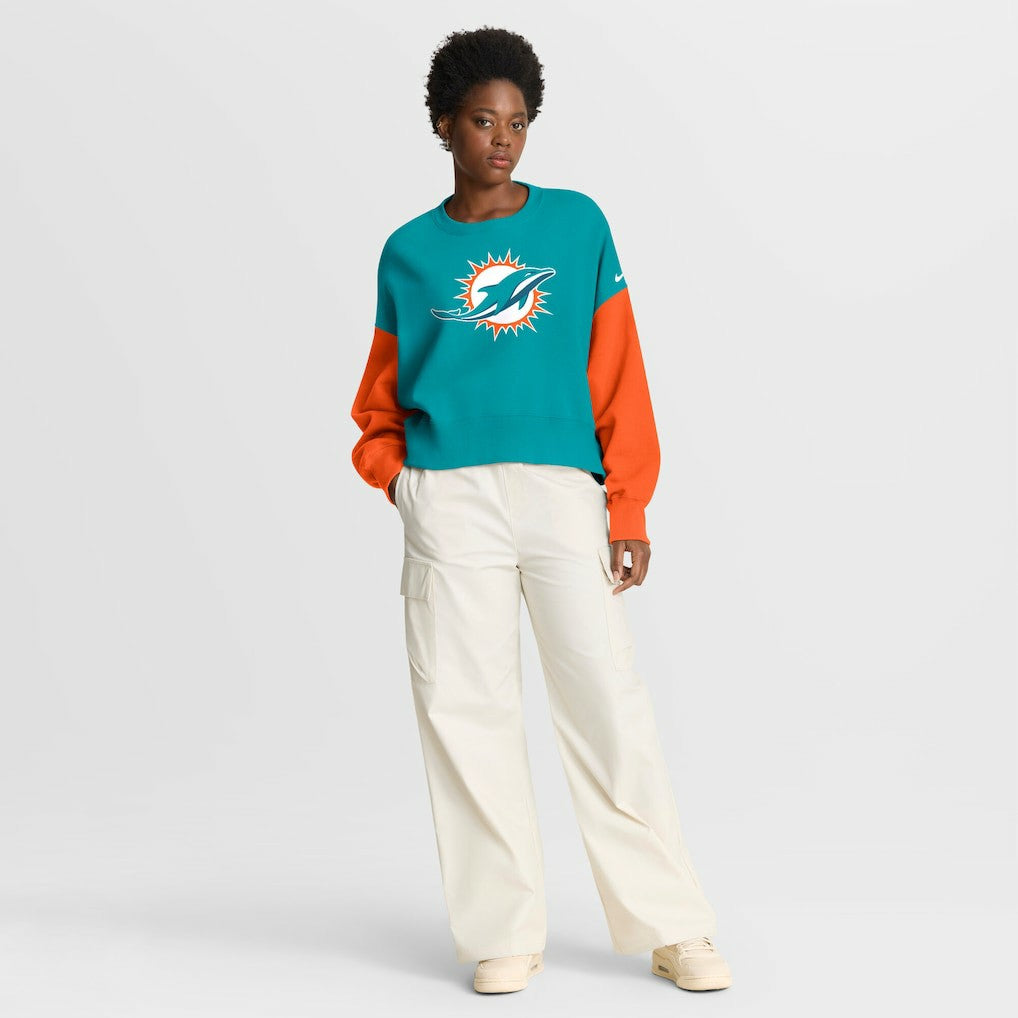 Miami Dolphins Women's Oversized Color-Block Pullover Sweatshirt - Aqua | Nike outlet
