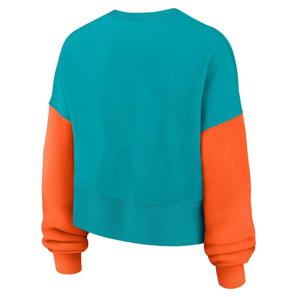 Miami Dolphins Women's Oversized Color-Block Pullover Sweatshirt - Aqua | Nike outlet