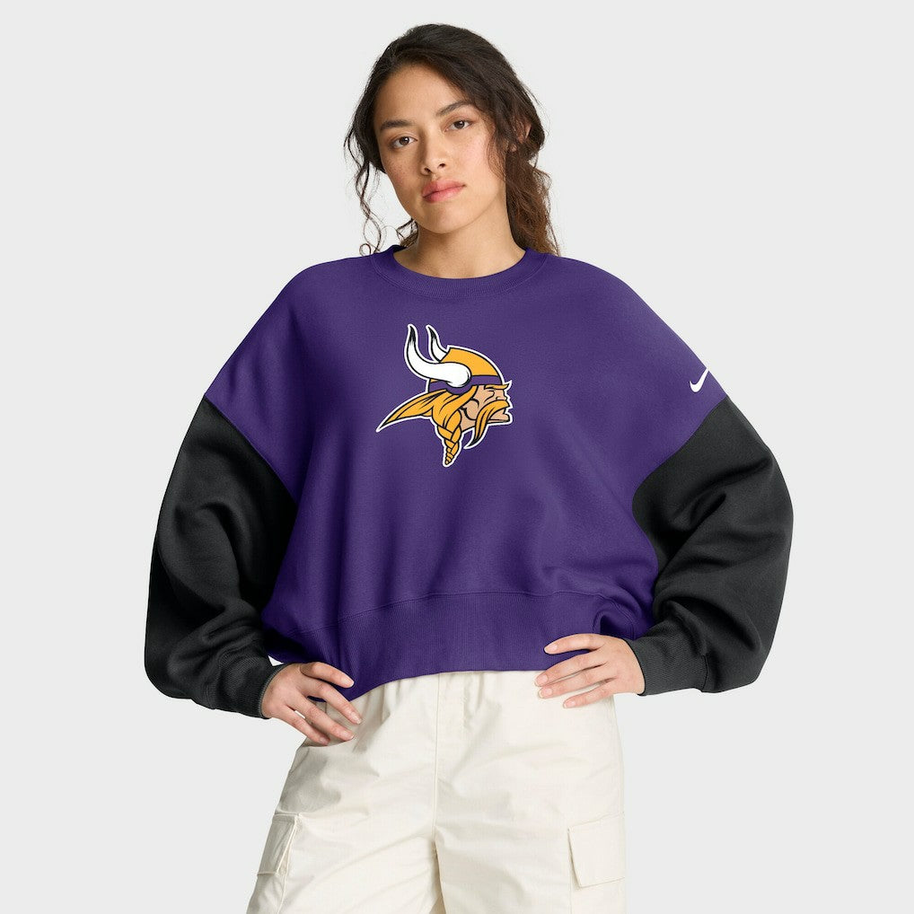 Minnesota Vikings Women's Oversized Color-Block Pullover Sweatshirt - Purple | Nike for sale