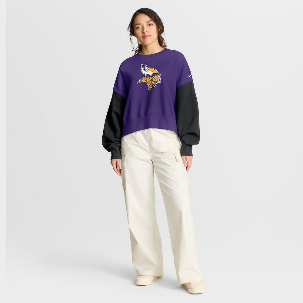 Minnesota Vikings Women's Oversized Color-Block Pullover Sweatshirt - Purple | Nike for sale