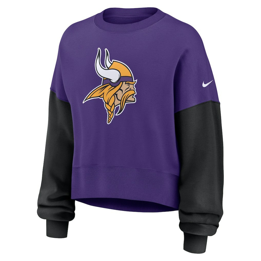 Minnesota Vikings Women's Oversized Color-Block Pullover Sweatshirt - Purple | Nike for sale