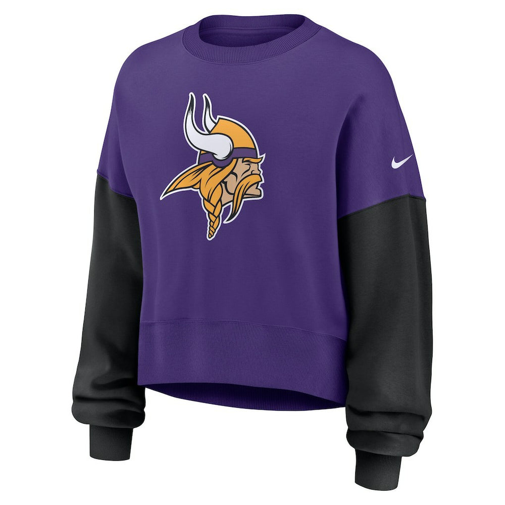 Minnesota Vikings Women's Oversized Color-Block Pullover Sweatshirt - Purple | Nike for sale