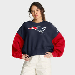 New England Patriots Women's Oversized Color-Block Pullover Sweatshirt - Navy | Nike on sale