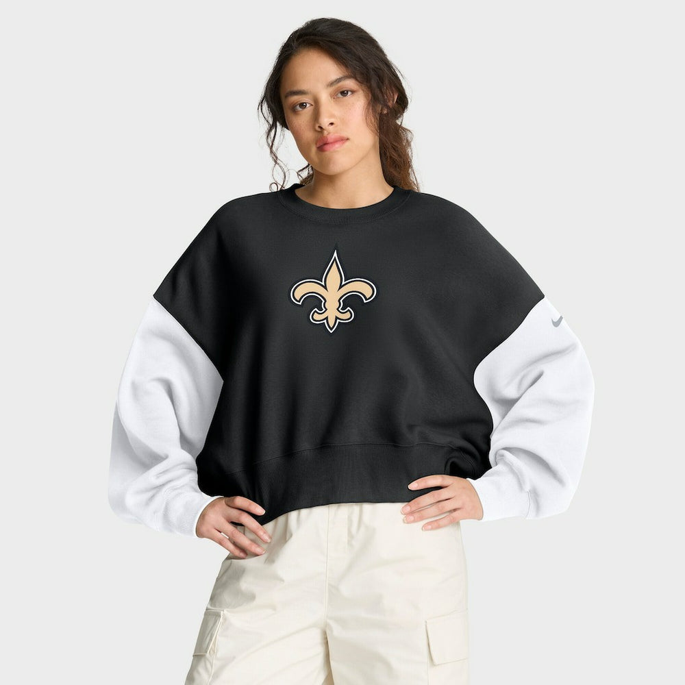 New Orleans Saints Women's Oversized Color-Block Pullover Sweatshirt - Black | Nike sale