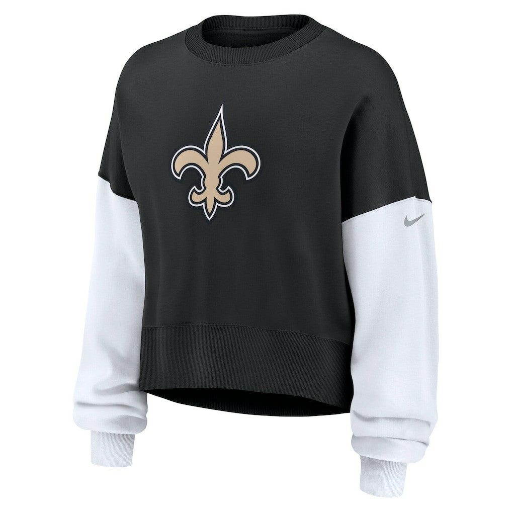 New Orleans Saints Women's Oversized Color-Block Pullover Sweatshirt - Black | Nike sale