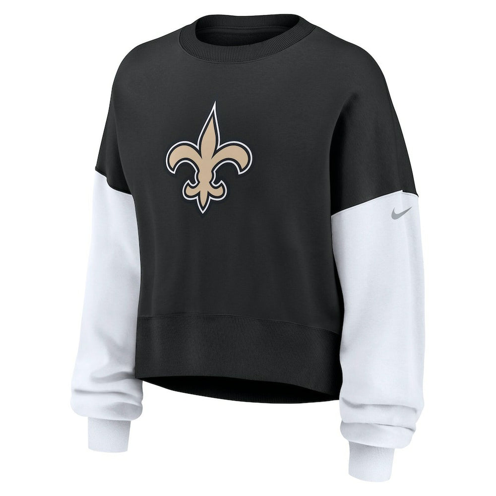 New Orleans Saints Women's Oversized Color-Block Pullover Sweatshirt - Black | Nike sale