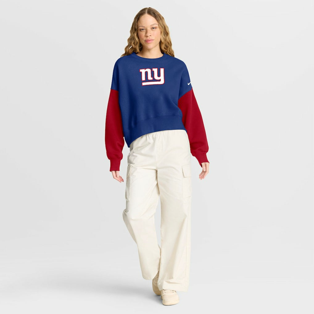 New York Giants Women's Oversized Color-Block Pullover Sweatshirt - Royal | Nike discount