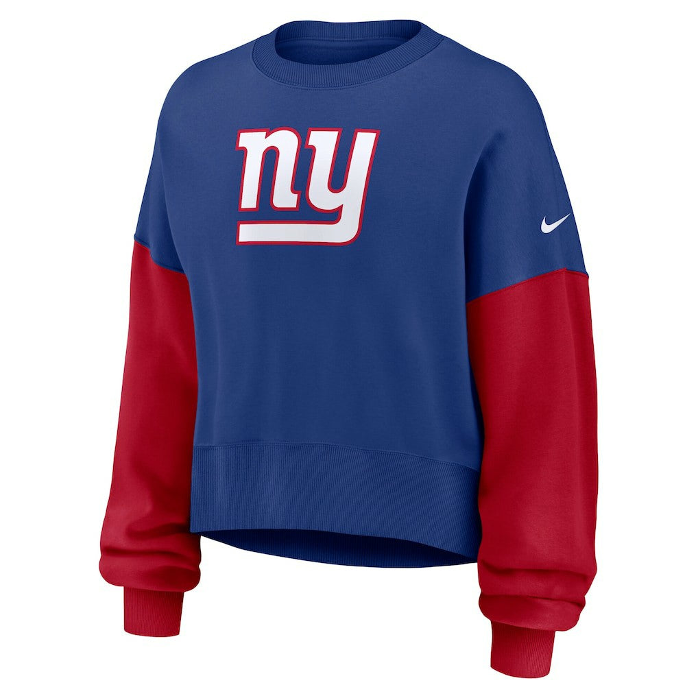 New York Giants Women's Oversized Color-Block Pullover Sweatshirt - Royal | Nike discount