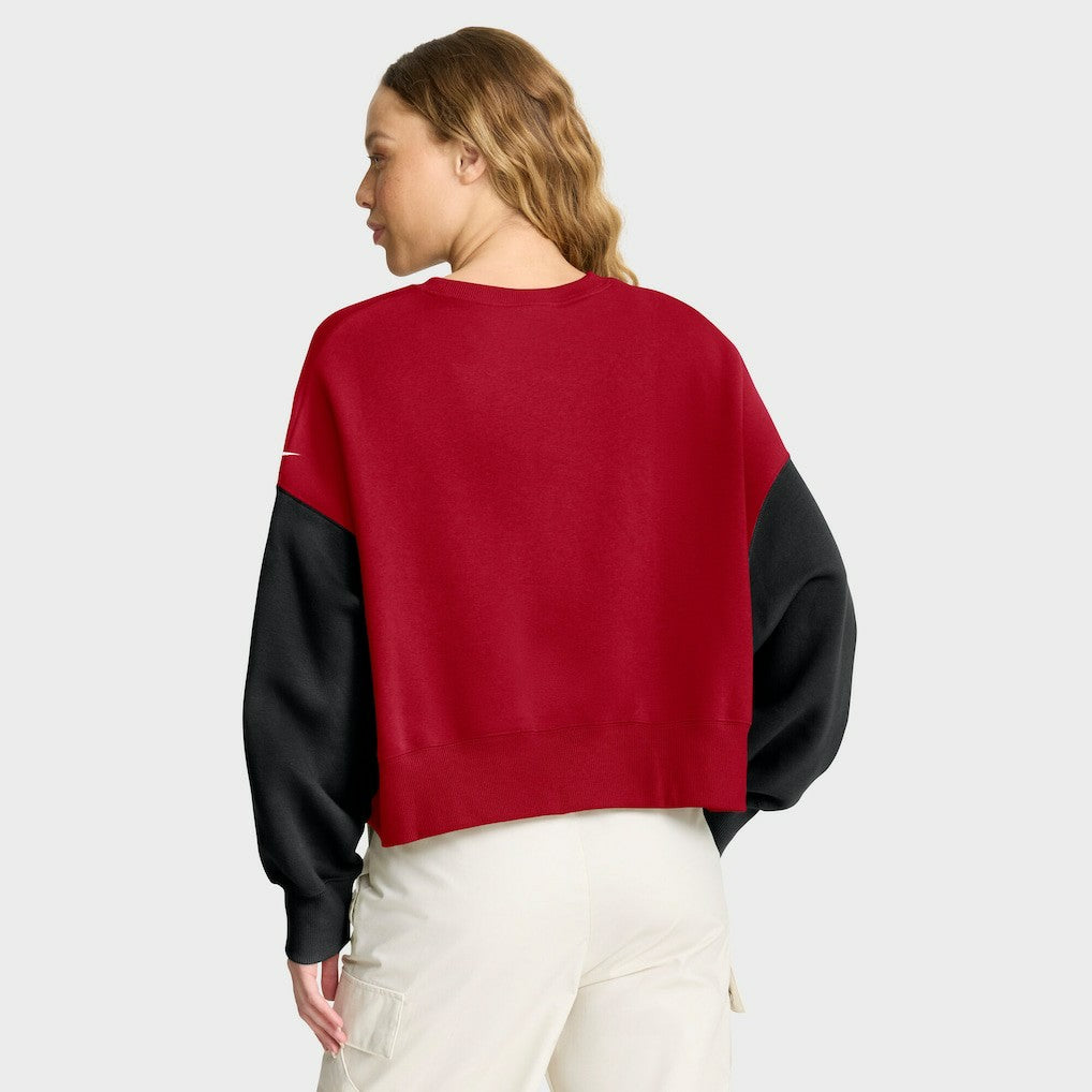 San Francisco 49ers Women's Oversized Color-Block Pullover Sweatshirt - Scarlet | Nike sale