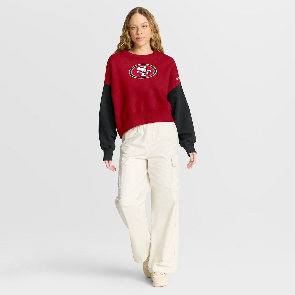 San Francisco 49ers Women's Oversized Color-Block Pullover Sweatshirt - Scarlet | Nike sale
