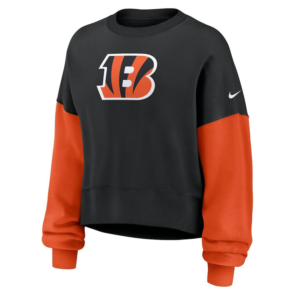 Cincinnati Bengals Women's Oversized Color-Block Pullover Sweatshirt - Black | Nike sale