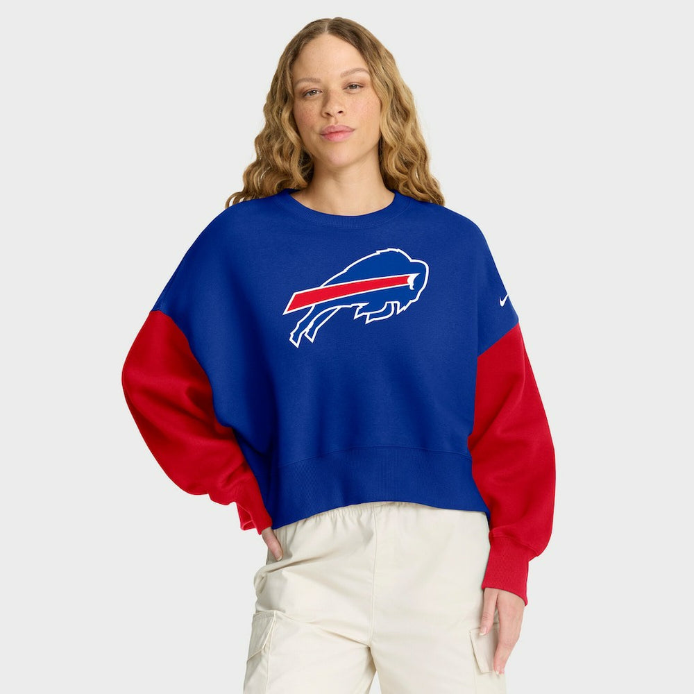 Buffalo Bills Women's Oversized Color-Block Pullover Sweatshirt - Royal | Nike discount
