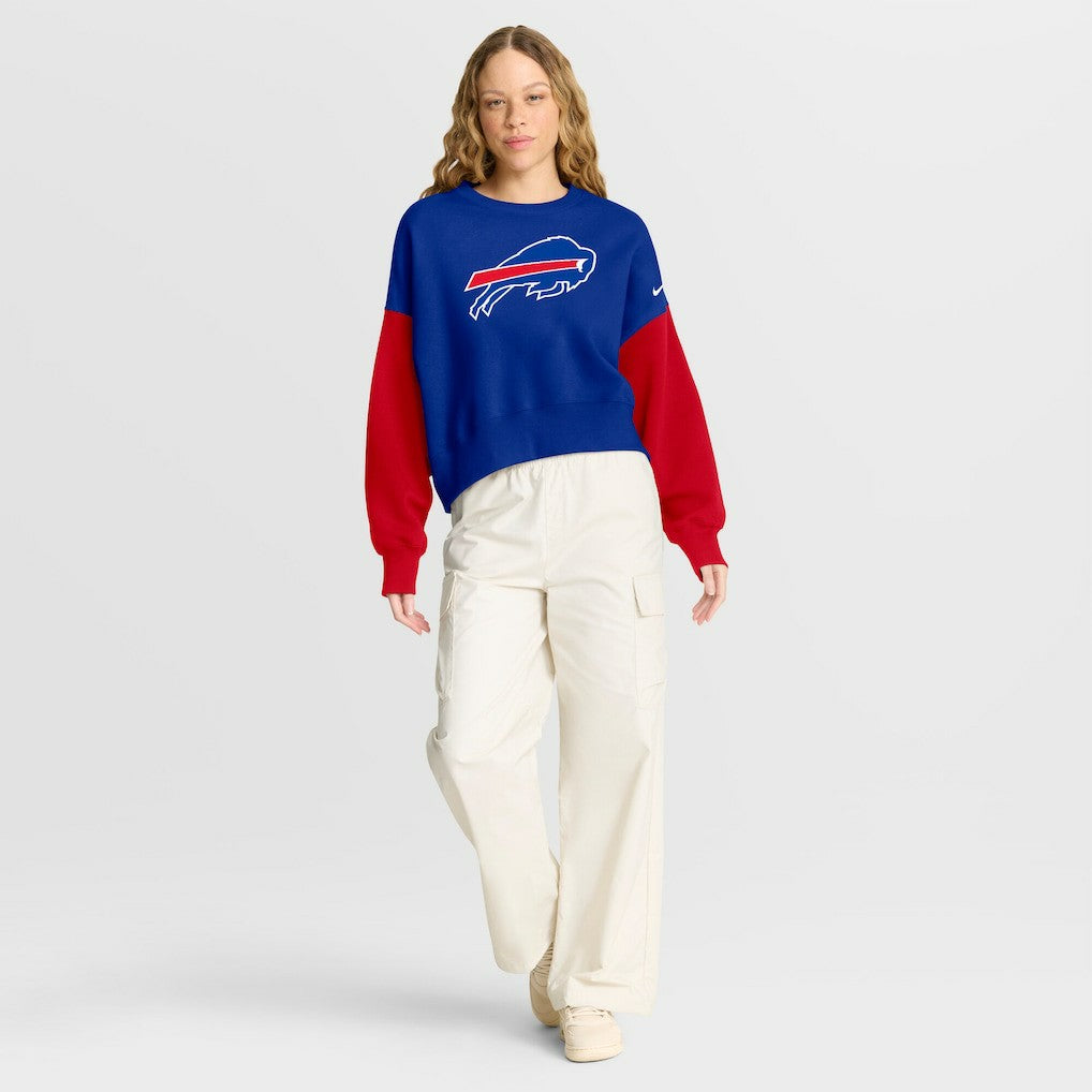 Buffalo Bills Women's Oversized Color-Block Pullover Sweatshirt - Royal | Nike discount