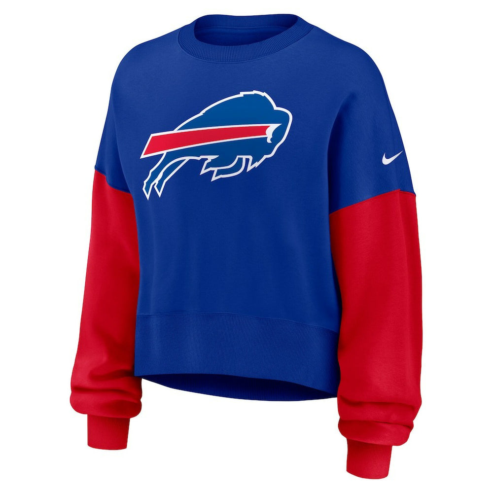 Buffalo Bills Women's Oversized Color-Block Pullover Sweatshirt - Royal | Nike discount