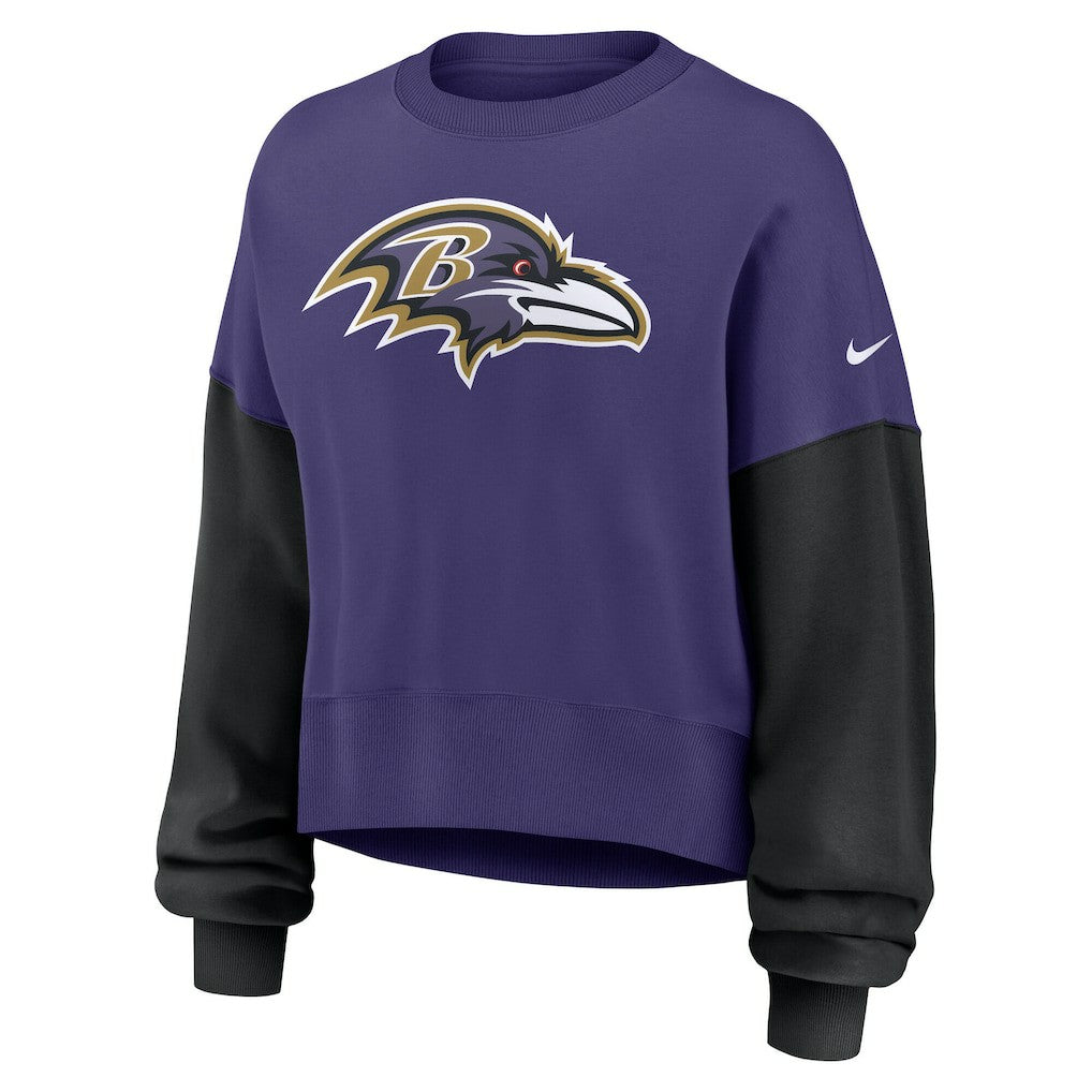 Baltimore Ravens Women's Oversized Color-Block Pullover Sweatshirt - Purple | Nike online