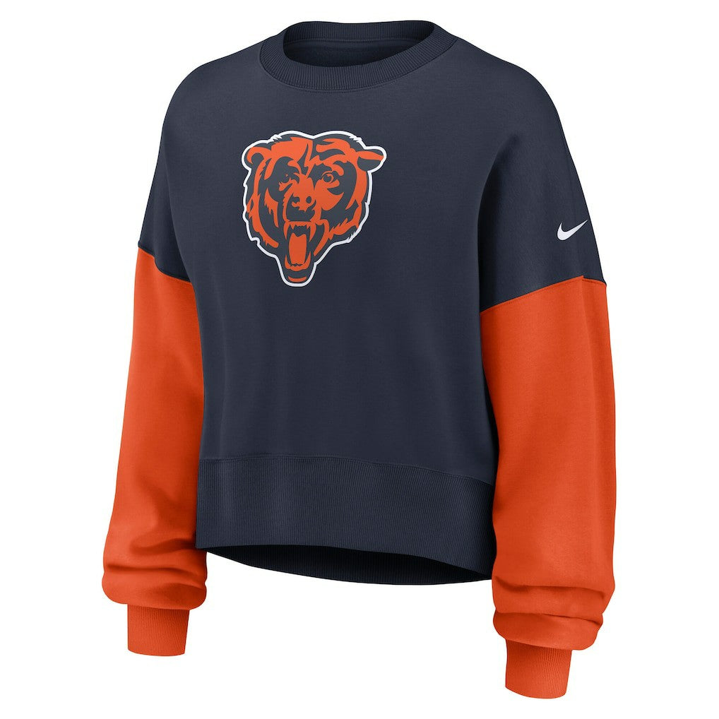 Chicago Bears Women's Oversized Color-Block Pullover Sweatshirt - Navy | Nike cheap