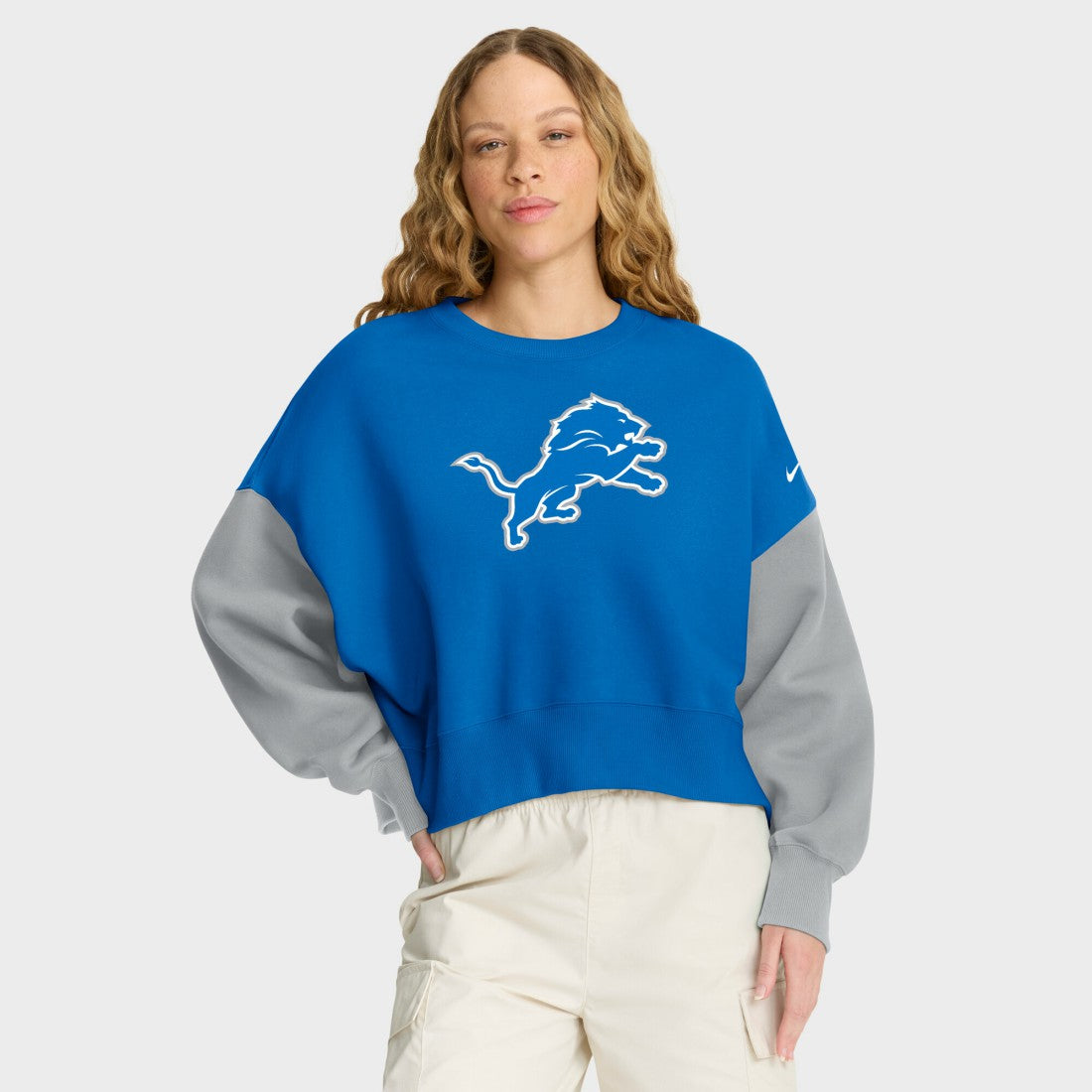 Detroit Lions Women's Oversized Color-Block Pullover Sweatshirt - Blue | Nike cheap