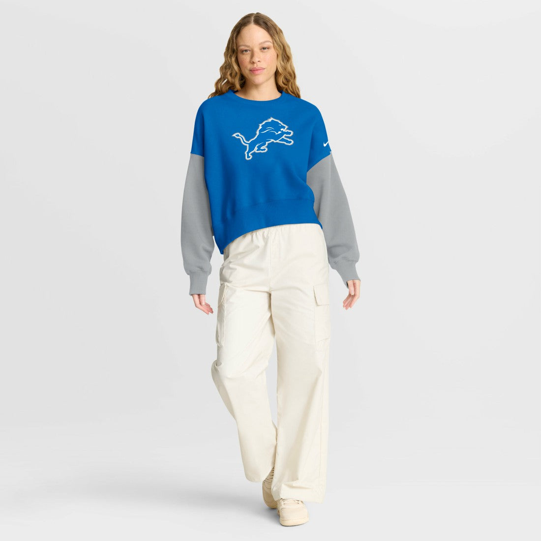 Detroit Lions Women's Oversized Color-Block Pullover Sweatshirt - Blue | Nike cheap
